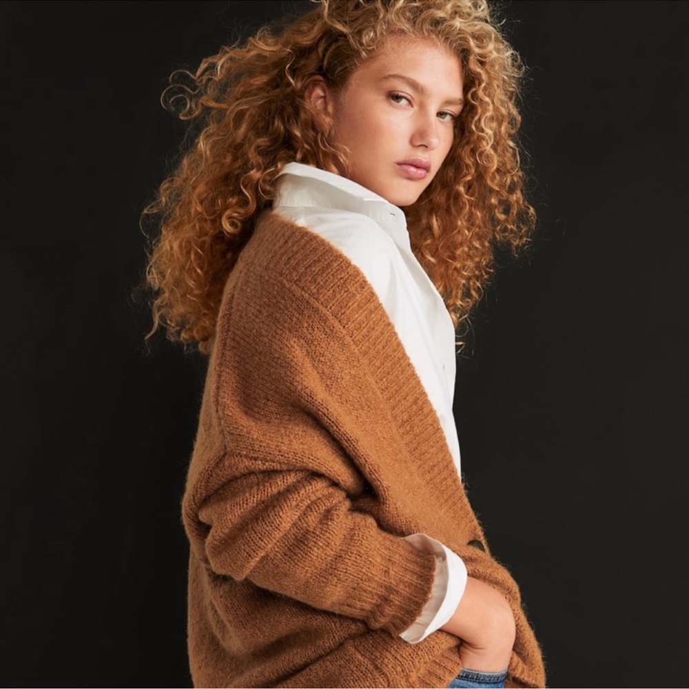 Mango Button Knit Cardigan,  Tobacco color